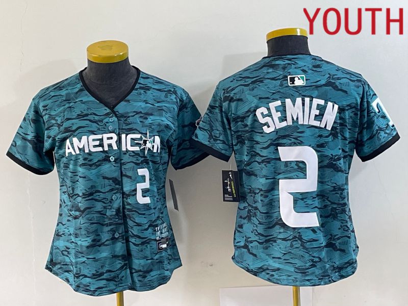 Youth Texas Rangers #2 Semien American League Nike Green 2023 MLB All Star Jersey->youth mlb jersey->Youth Jersey